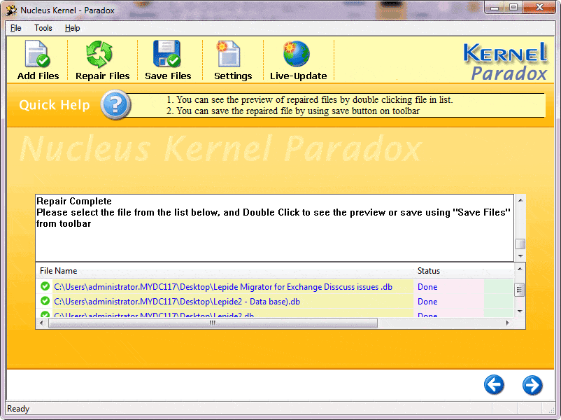 Product Screenshots Of Kernel For Paradox Database Recovery Software Tool 4925