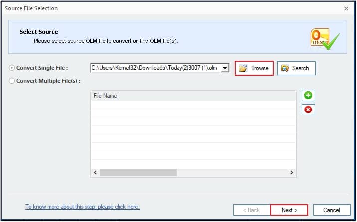 add files by clicking on Browse or Search and click Next