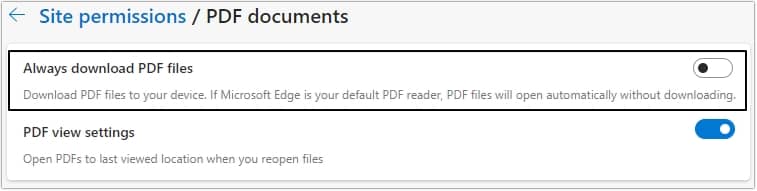 turn off always download pdf files option 