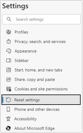 reset edge web browser