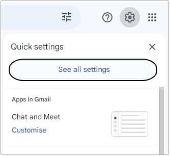 click on the Gear icon located at top right corner and click See all settings