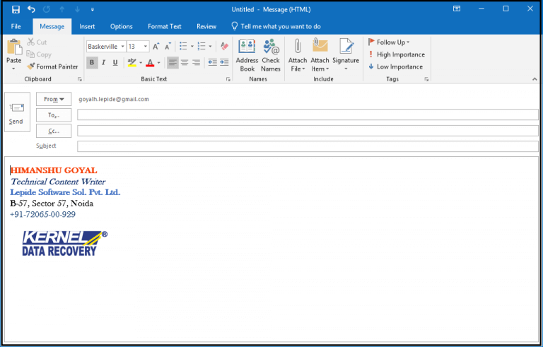 unable to add email signature in microsoft outlook on windows