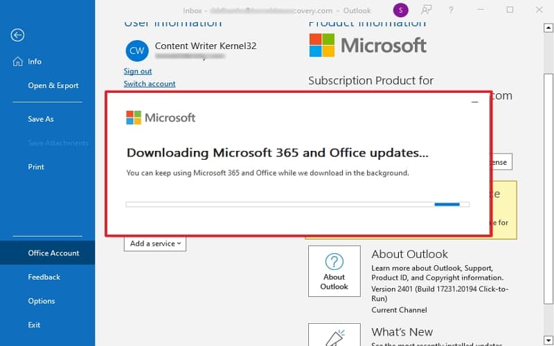 The new Office updates will take some time to download and all your Outlook issues will be resolved