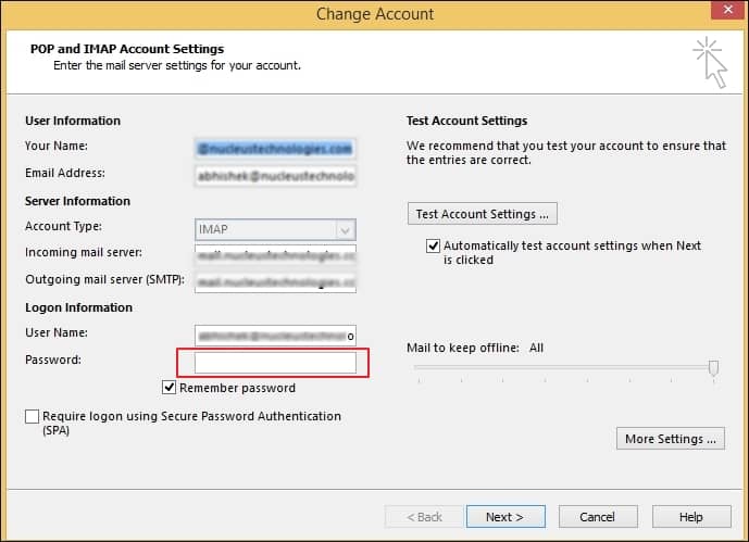 Outlook account and click on Change