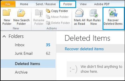 recover deleted folder in outlook