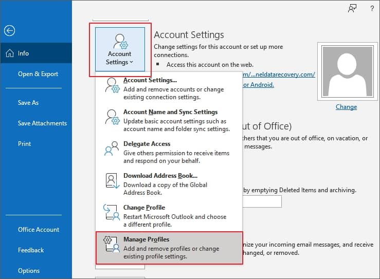 Under Account Settings click on Manage Profiles