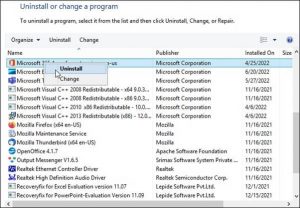 uninstall and reinstall outlook 365