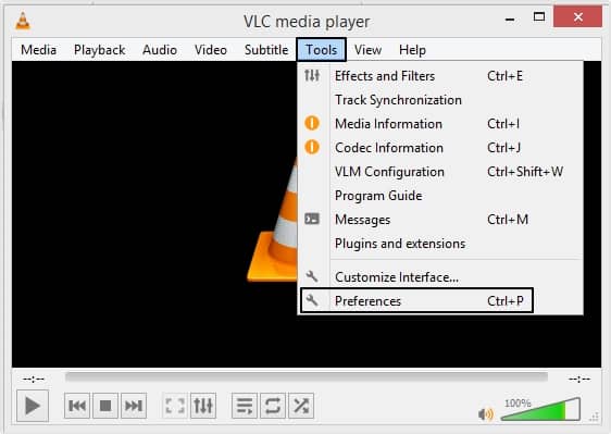 Open VLC Media player go to Tools 