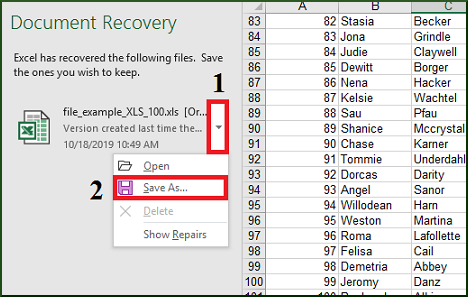 recover previous version of excel file after saving