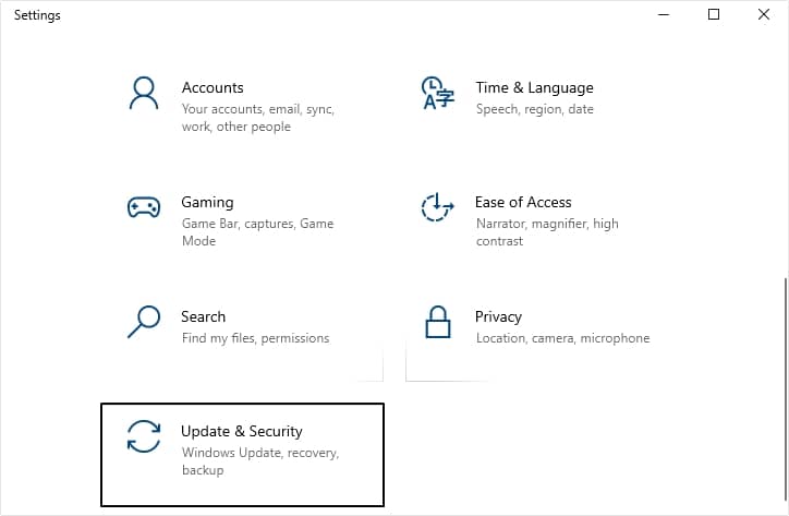 Open your system Settings and look for Update & Security