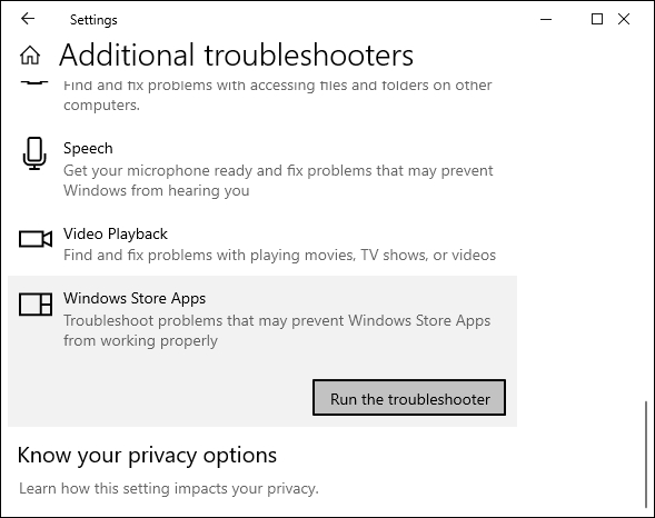 click on Additional troubleshooters