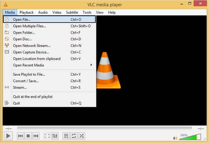 Run VLC Media Player and click on the Media 