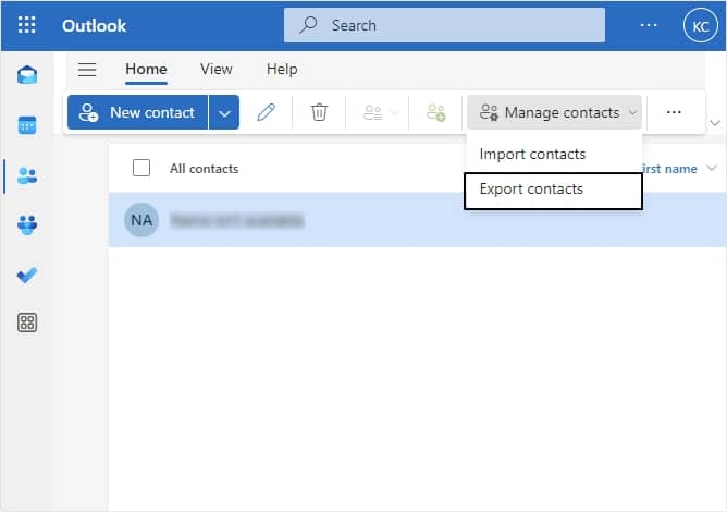 Click on the Manage Contacts option