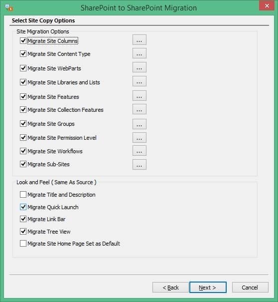 you can select several properties and attributes to migrate select the options you need and click Next