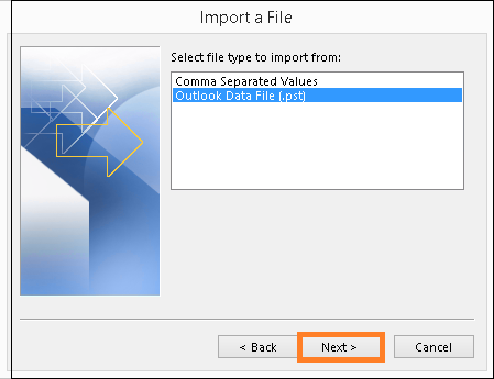 Select Outlook Data File