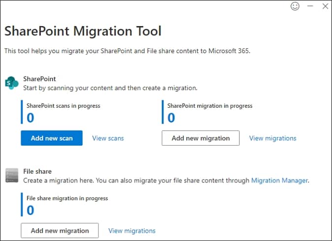 Click Add new migration to start the migration process