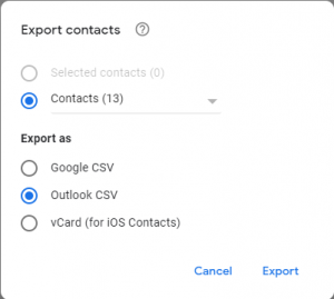 how to import contacts into outlook from google