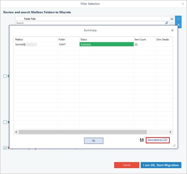 Save the report in the CSV format Click OK