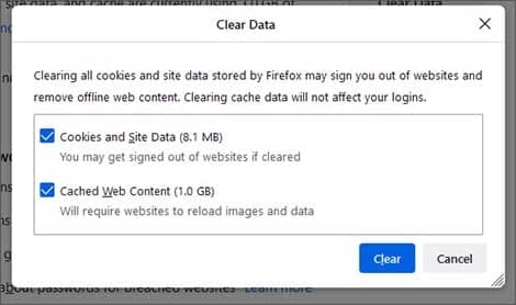 go to cookies and site data and select clear data