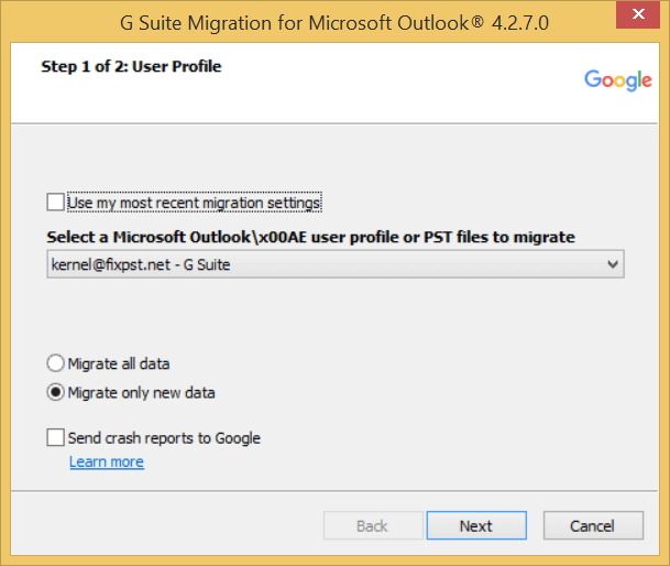 Enable G Suite Sync for Microsoft Outlook