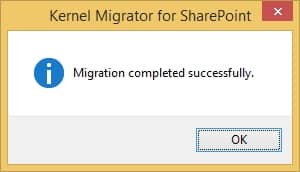 A pop up message will appear related to successful migration