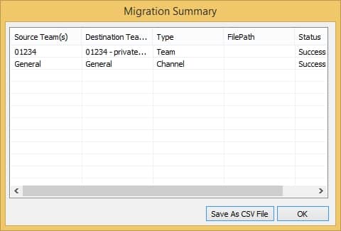 tool also shows a migration summary