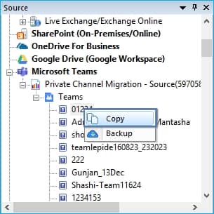 Copy teams from source
