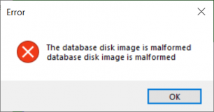 Sqlite3 exec failed database disk image is malformed db ошибка 1с