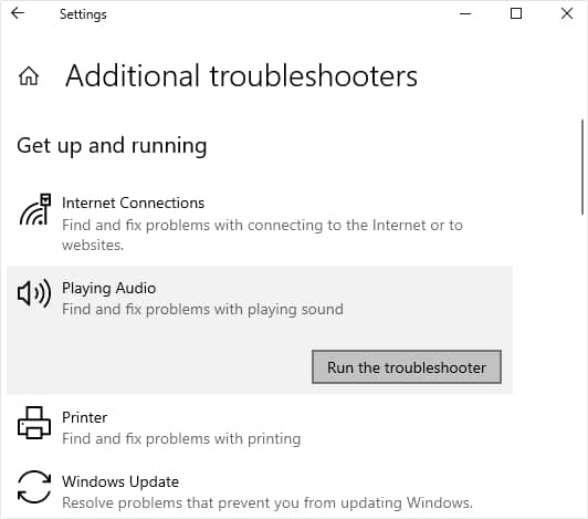 Run the troubleshooter