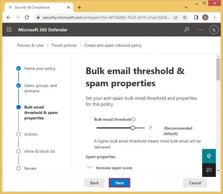 Techniques to configure Office 365 spam filter