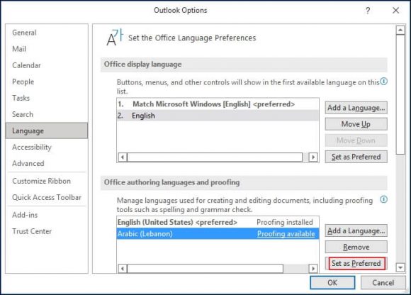 Steps to Change Default Language in Outlook