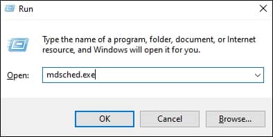Type mdsched.exe and press enter