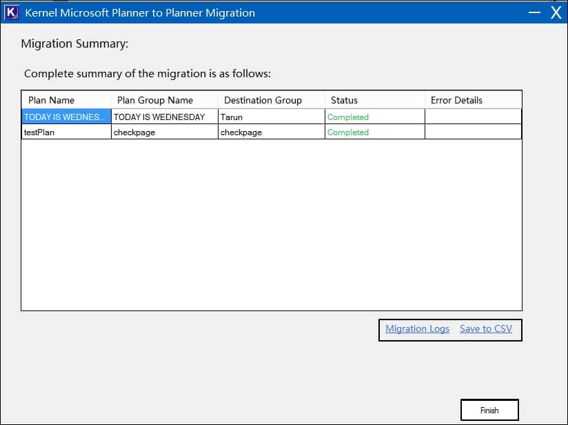 Migration Logs and Save