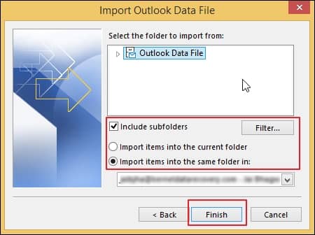 After selecting suitable filters in the new window click on Finish option