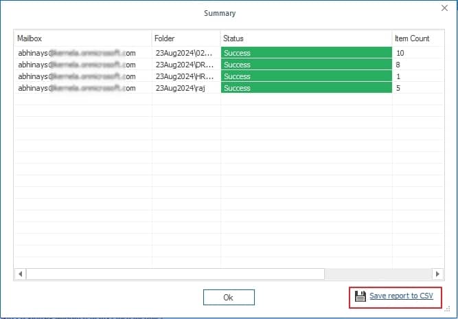 you can click on Save report to CSV