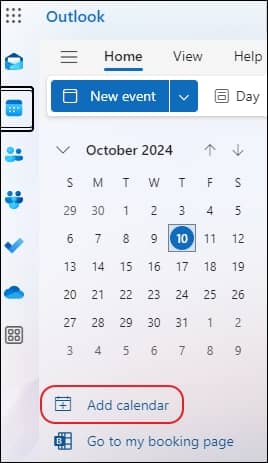 Now click on Add calendar