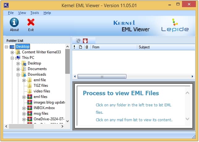 launch the software and locate the EML files on your device