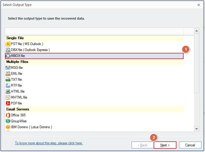 choose output type