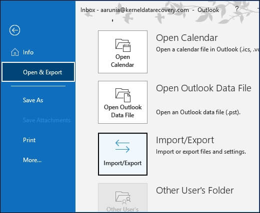 click on Import Export