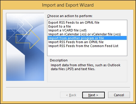 Import/Export wizard