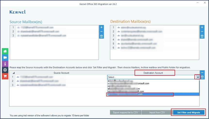 set filter and migrate 