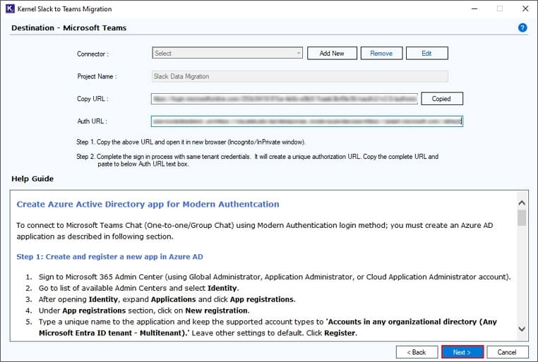 paste the URL in Auth URL