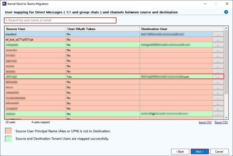 User mapping for Direct Messages