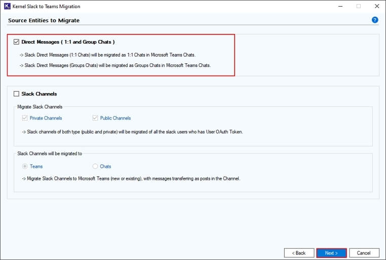 How to Migrate direct message to teams