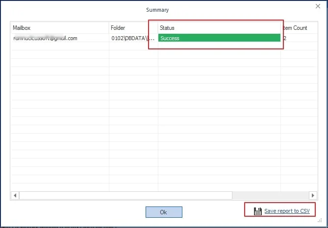 IMAP Backup process completed