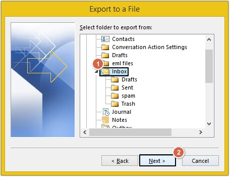 select folder and click next