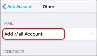 select add mail account and enter details 