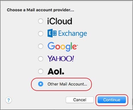 select other mail account from the email accounts 