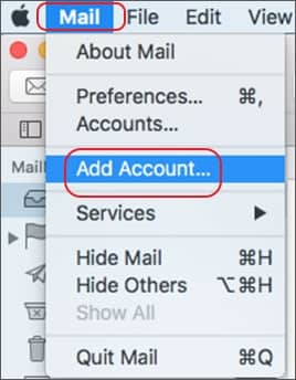 click add account on apple mail