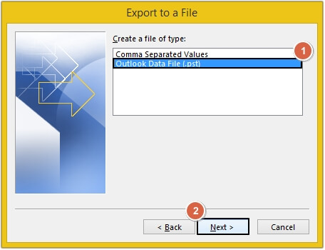 Select Outlook Data File